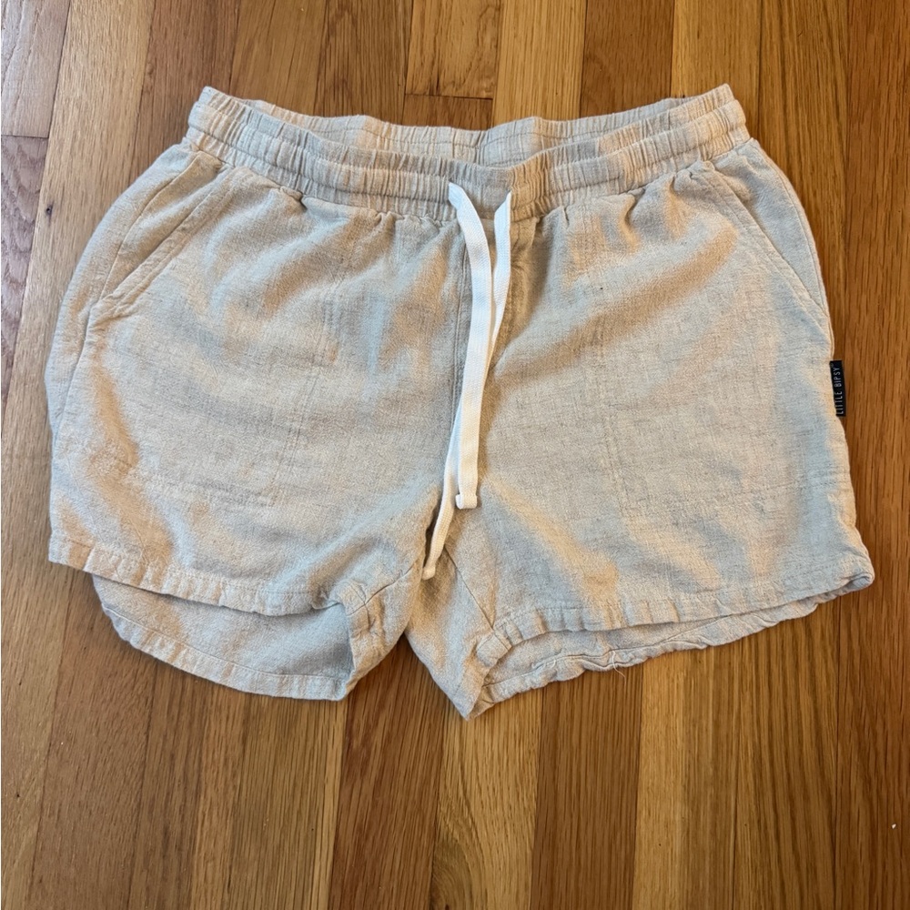 Collection B Linen-Blend Drawstring Shorts in Cream
